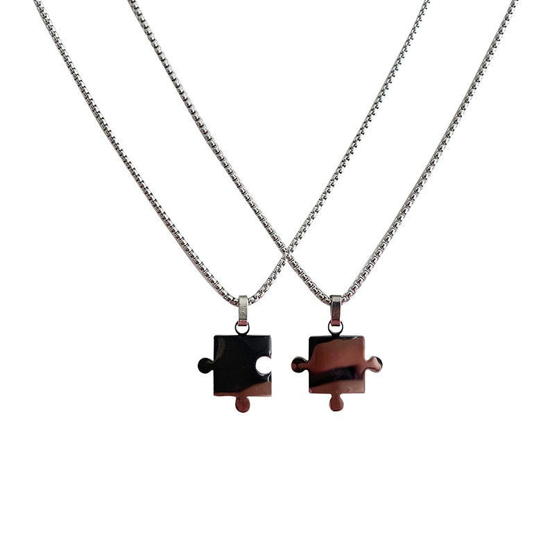 Couple Puzzle Necklace Accessories Jump Di Pendant Hip Hop Male Chain