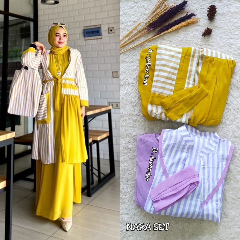 NARA SET by Viendra | 4in1 Inner +Outer+Pashmina+Tas Gemoy