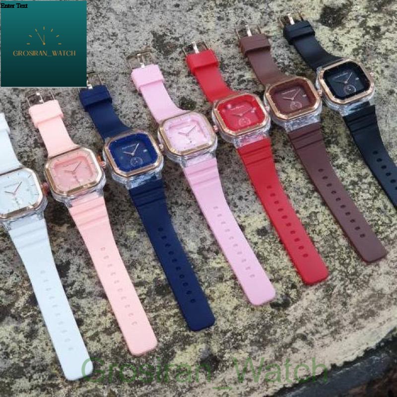 Jam Tangan Wanita Hush Puppies Kotak Tanggal Crono Hiasan HP-60 [G_W]