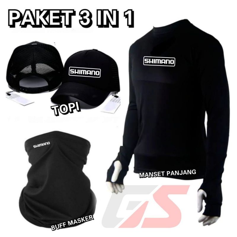 Jersey mancing kaos manset lengan panjang lengkap dengan topi dan accesoris