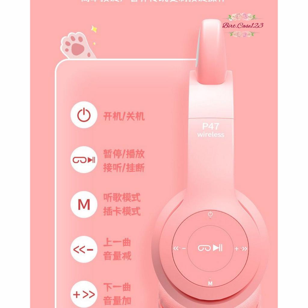 CAT EARS HEADSET headphone Hf bando telinga kucing P47m LED BANDO BLUETOOTH wireles RGB GAME HEADSET G-P47M LED WIRELESS super BASS BC7909