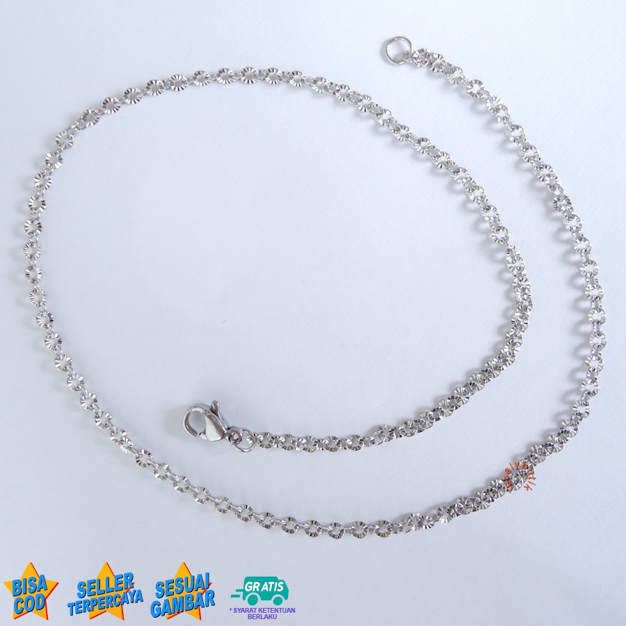 Lovelybutik Kalung Titanium Anti Karat Rantai Kalung Anti Hitam Kalung Anak Titanium Model Rantai Nori Donat Ukuran 35 Cm