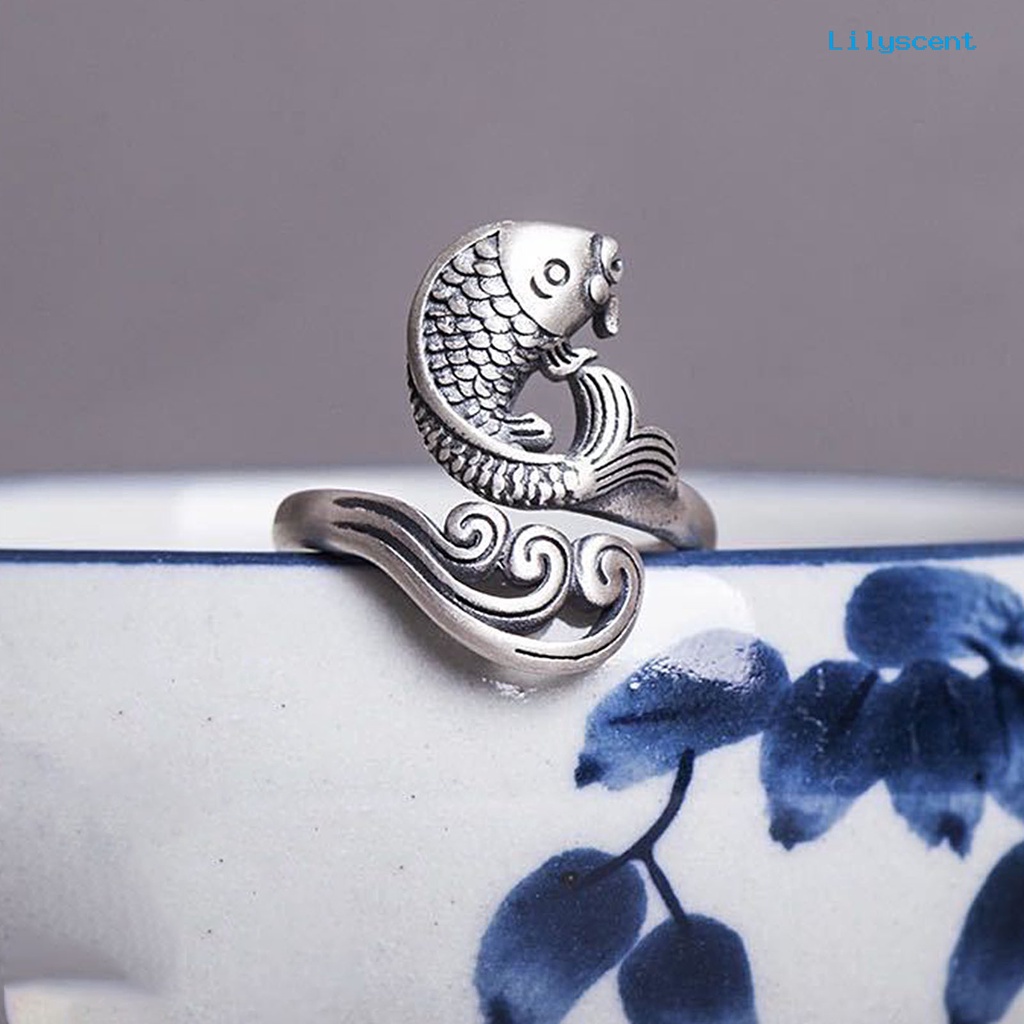 Ls Cincin Open Ring Adjustable Desain Burung Merak Warna Silver Gaya Retro