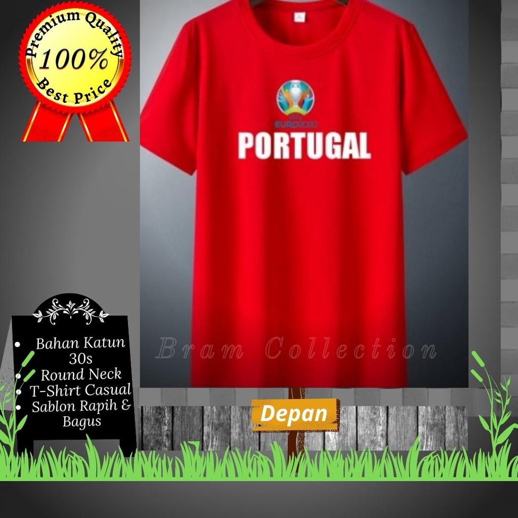 Kaos Baju Pakaian Distro  EURO 2021 PORTUGAL T-Shirt Bola Jersey Pria/Wanita