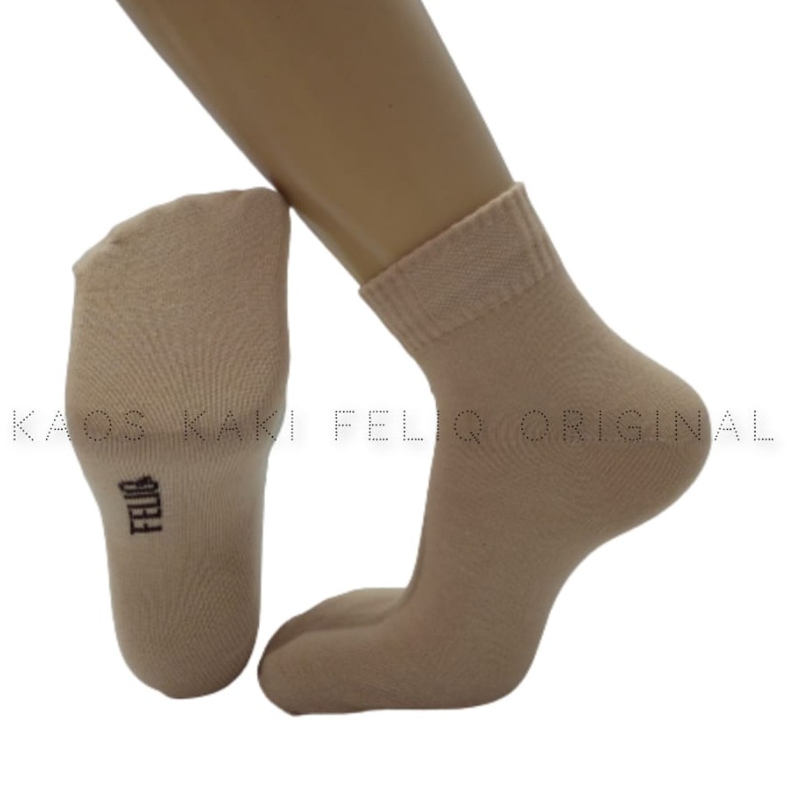 Perpasang Kaos Kaki Tebal Bahan Pe/Kaos Kaki Ankle Sport Feliq-KREM