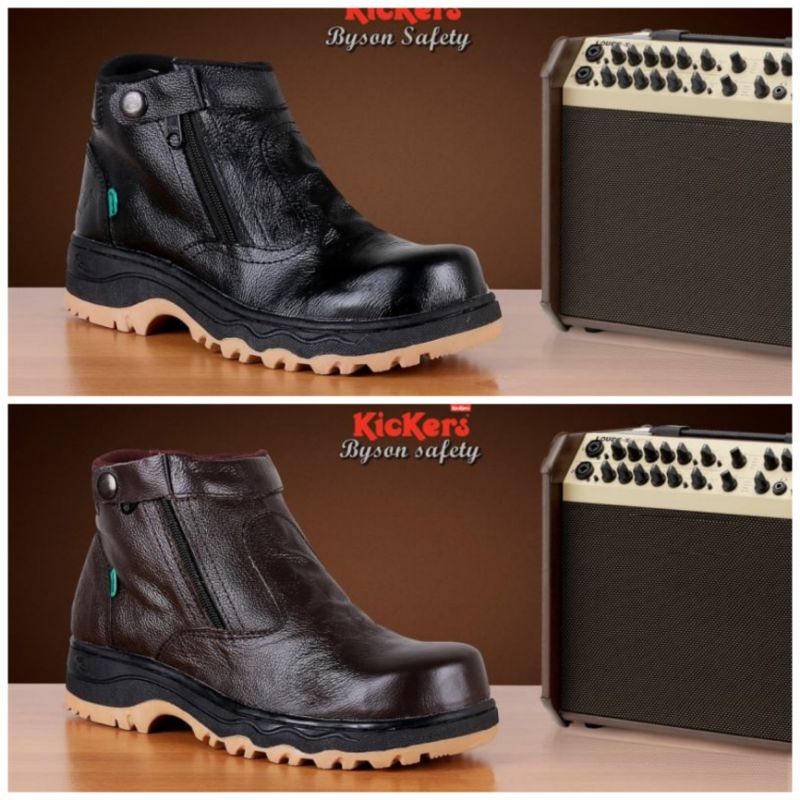 Sepatu boots kickers original safety Sepatu pria kulit asli original boot zipper sol karet