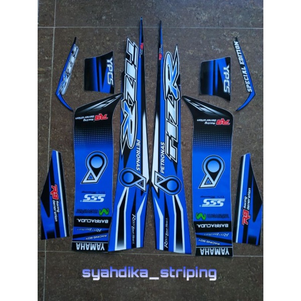 STICKER STRIPING LIS BODY YAMAHA FIZ R F1Z R FIZR VARIASI PETRONAS BIRU | STRIPING FIZ R VARIASI PET