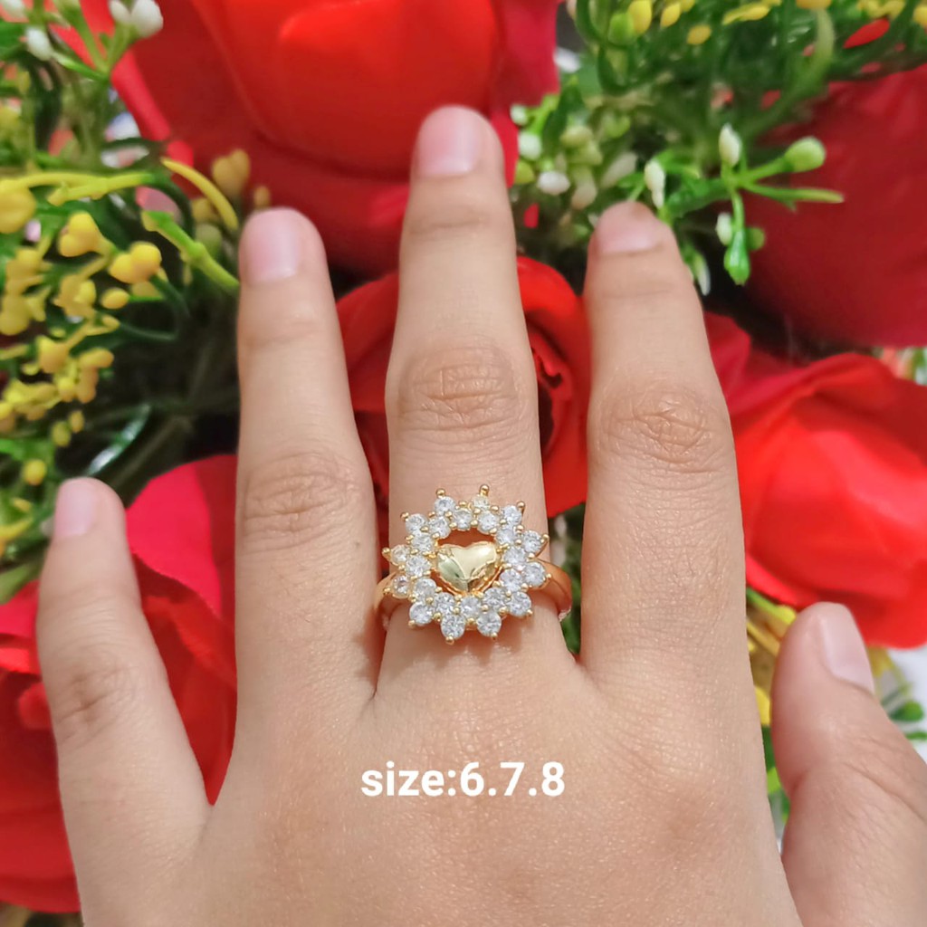 Cincin Dewasa Permata Zircon Gold Perhiasan Wanita Limited edition (COD)