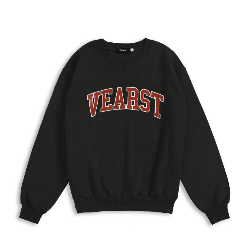 Crewneck sweater besic peria keren trendi masa kini casual logo vearst dgh09 varian warna full black