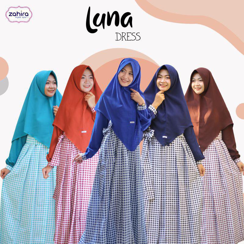 Gamis luna By zahira Hijab Syari Original Gamis Jumbo Gamis Modern Grosir Gamis