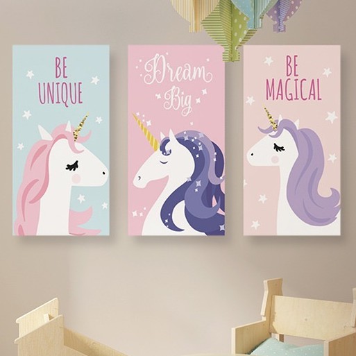 Dapat 3 Dekorasi Tema Unicorn Kamar Anak dekor Hiasan Dinding Pajangan Rumah Kamar Kids Walldecor