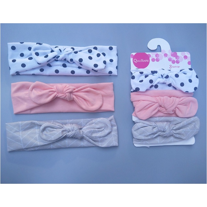 BANDANA BAYI ANAK PEREMPUAN 3in1 HEADBAND BABY BANDO MOTIF PITA RAMBUT FASHION KOREA IMPORT AK36