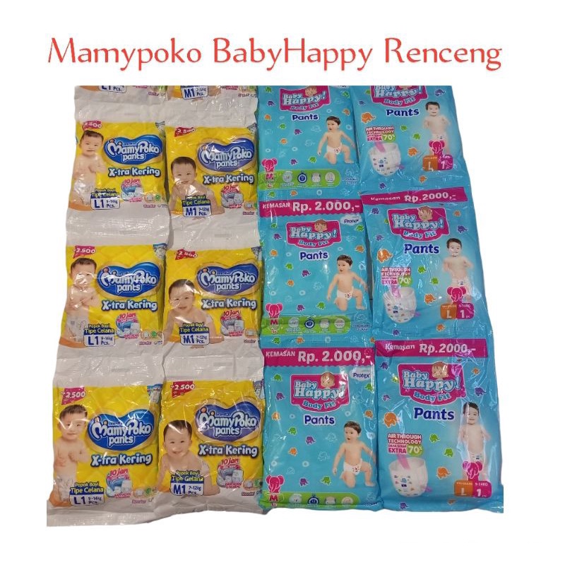 Mamypoko BabyHappy tipe celana Renceng SML satuan