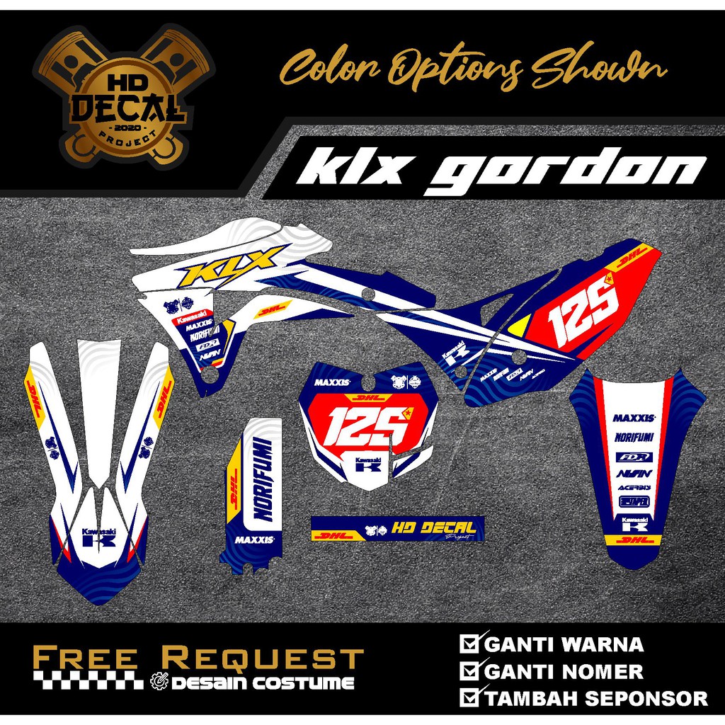 DECAL KLX GORDON PREMIUM GLOSY COSTUME DESIGN