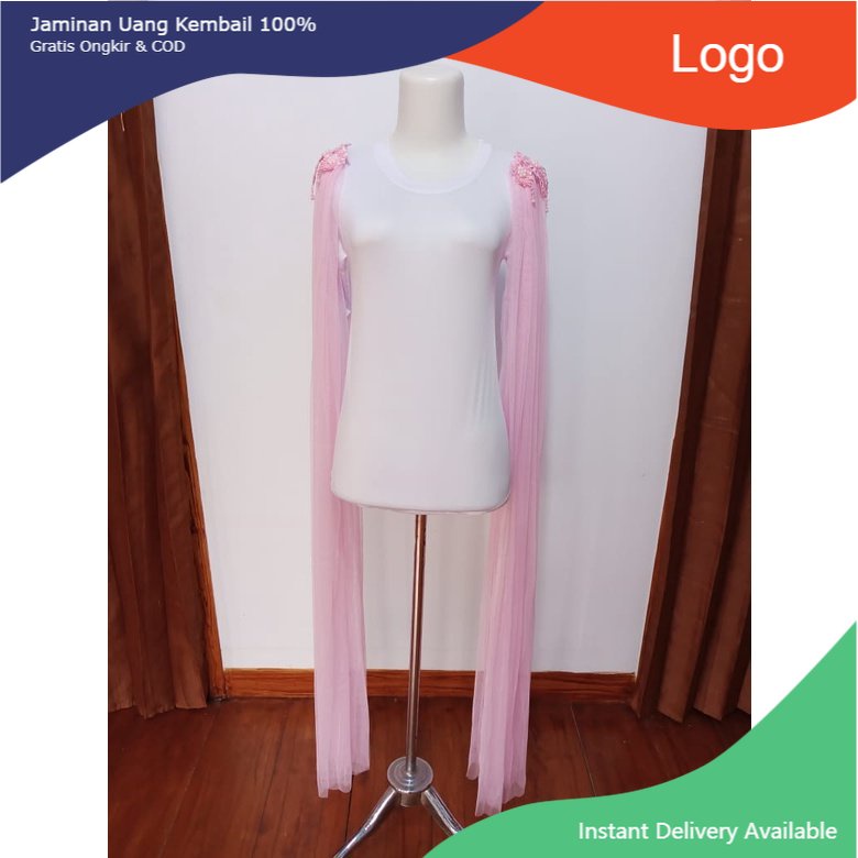 ayap pengantin kebaya pundak PINK BABY kebaya pengantin/ sayap bahu / cape gaun/ slayer pundak