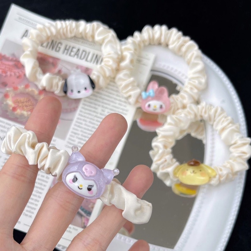 DELUNASHOP IKAT RAMBUT PITA SCRUNCHIE ALA KOREA SANRIO MELODY KITTY CINNAMON ROLL AKSESORIS RAMBUT WANITA