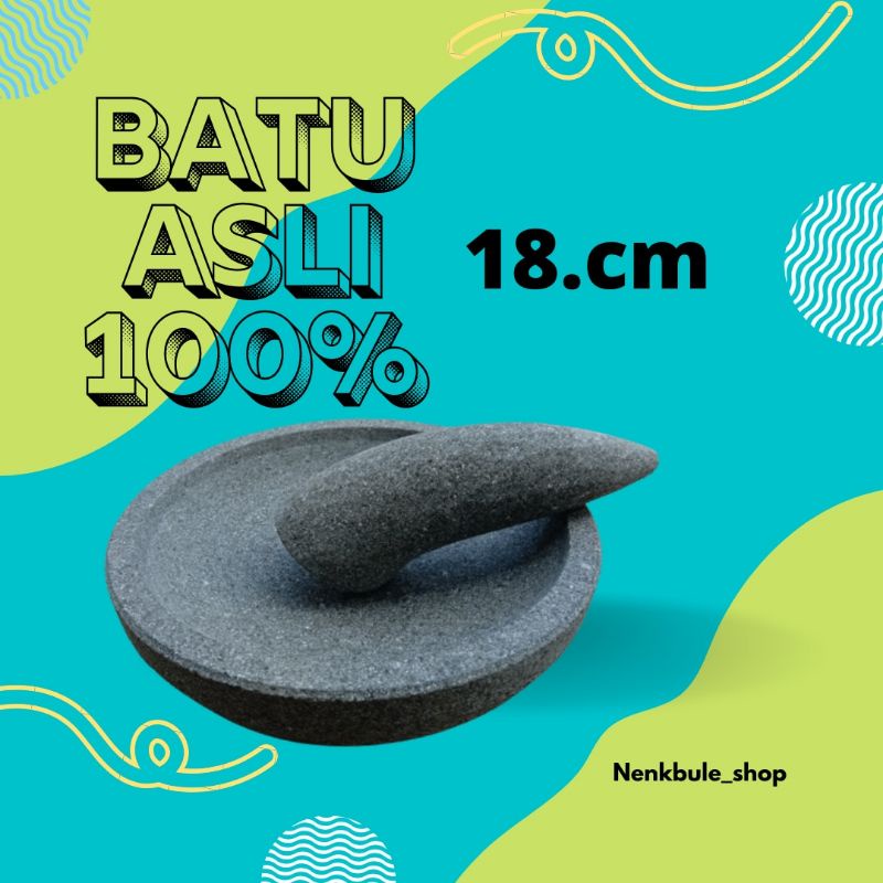 Cobek Bubut 18 cm Batu asli