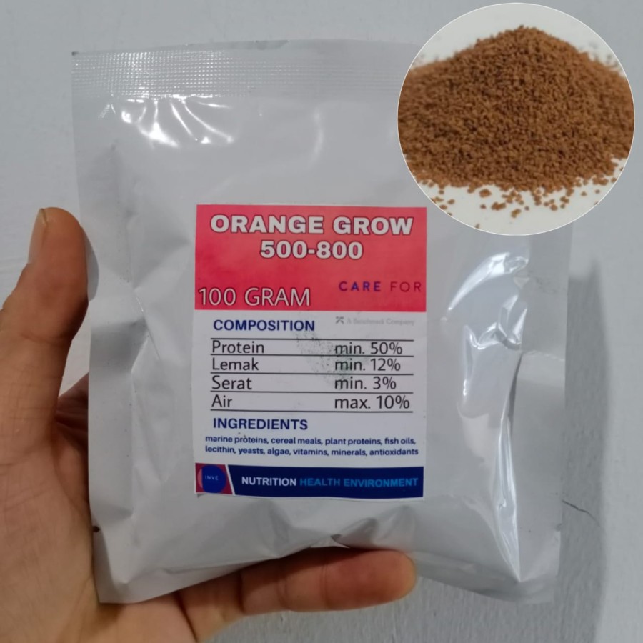 (100 GRAM) PELET ORANGE GROW 500-800 FROM INVE / PELLET ORANGE