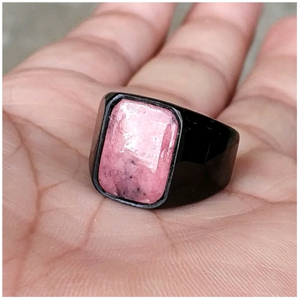 CINCIN BATU AKIK NATURAL RED BORNEO MINIMALIS OCTAGON TITANIUM HITAM