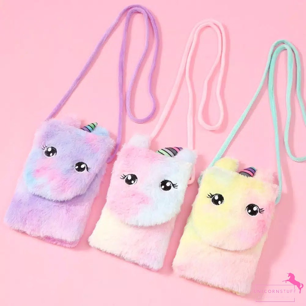 Tas Unicorn Waist Bag Anak Bahan Bulu Halus Premium