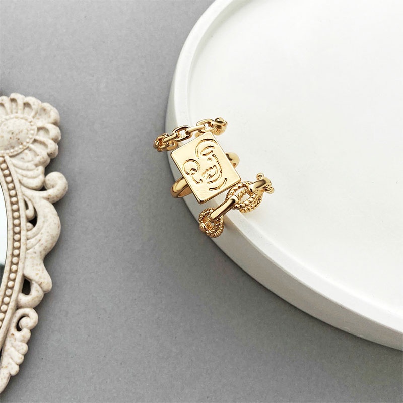 3pcs / Set Cincin Rantai Emas Korea murah Terbuka Dapat Disesuaikan Untuk Aksesoris Impor fashion