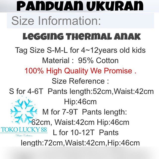 IMPORT MOLLAD Legging Thermal Kids Anak Wool Velvet Winter Musim Dingin