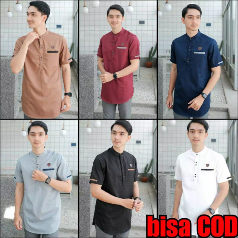 Baju koko kurta pria dewasa Pakaian muslim dewasa Modern Katun toyobo