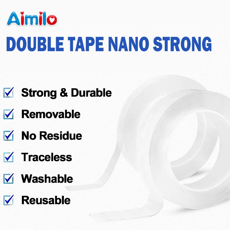 Aimilo Nano Tape Roll Perekat Dua Sisi Tape Tanpa Jejak Mudah Dicuci Nano Pita Tempel Gel Pegangan Dapat Digunakan Kembali Nano Gel Bantalan untuk Memperbaiki Mobil windowshield Karpet Kaca Tikar Foto Poster