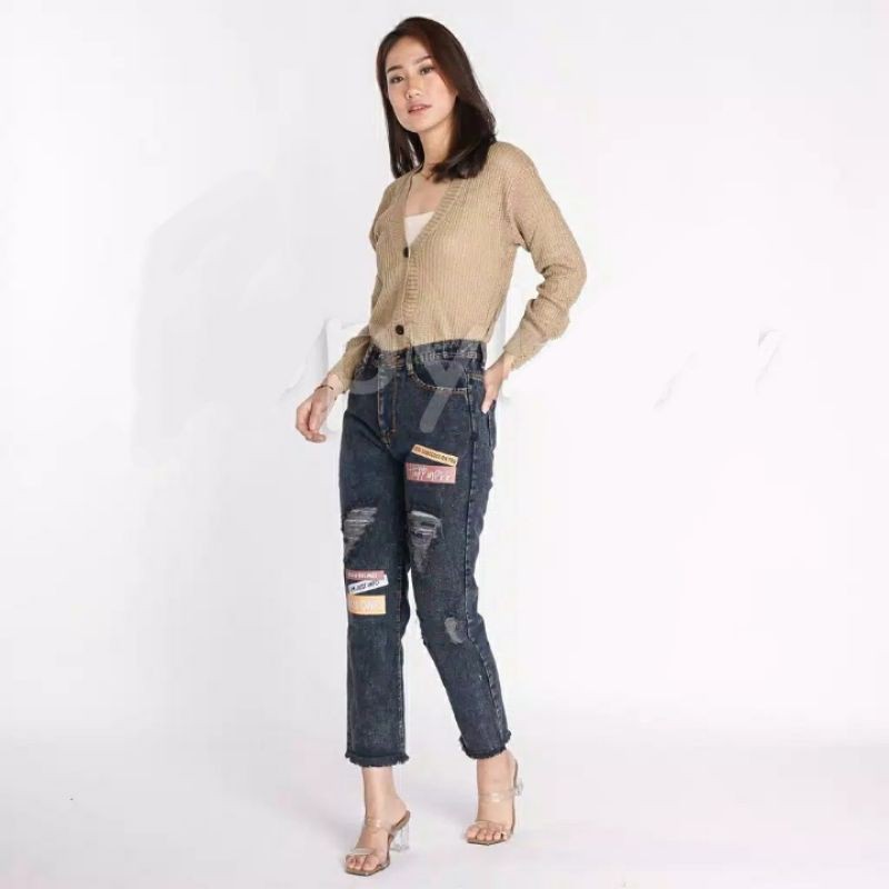 Boyfriend Sobek Sablon Ripped // Boyfriend jeans be happy