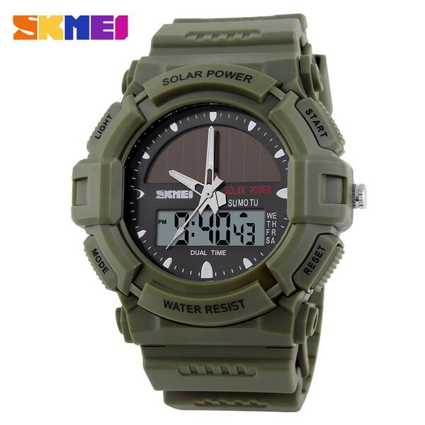 PROMO JAM SKMEI ORIGINAL SKMEI Solar Power Watch 1050 Original Water Resistant 50M - Army Green