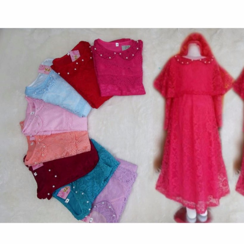 Gamis Brukat anak hoodie Salsabila umur 2- 8 tahun