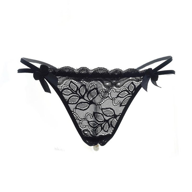 G String Sexy mutiara open crotch thongs Lace bahan celana dalam C120