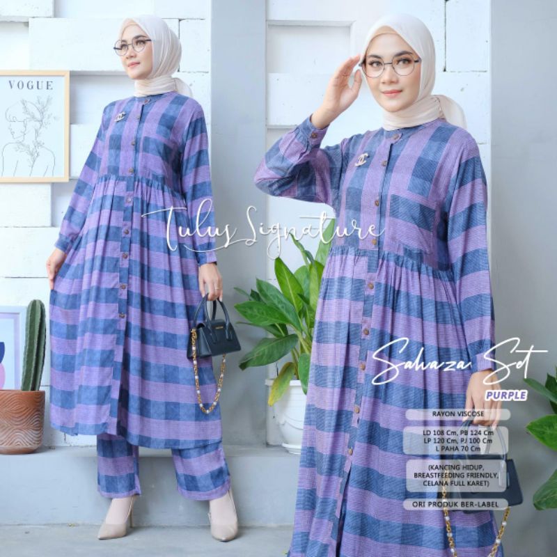 Sahaza set wanita motif kotak-kotak by tulus signature