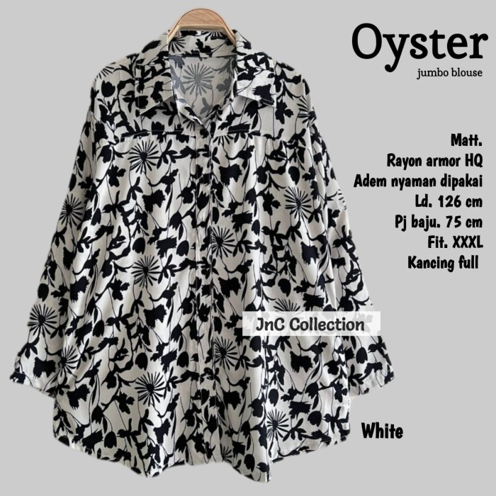 BLOUSE ATASAN JUMBO WANITA KATUN RAYON LD 126 - OSYTER BLOUSE - Putih
