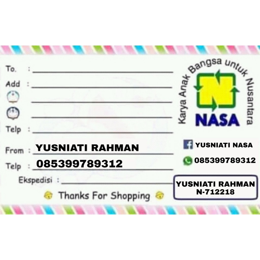 Label Pengiriman Nasa Simple Shopee Indonesia