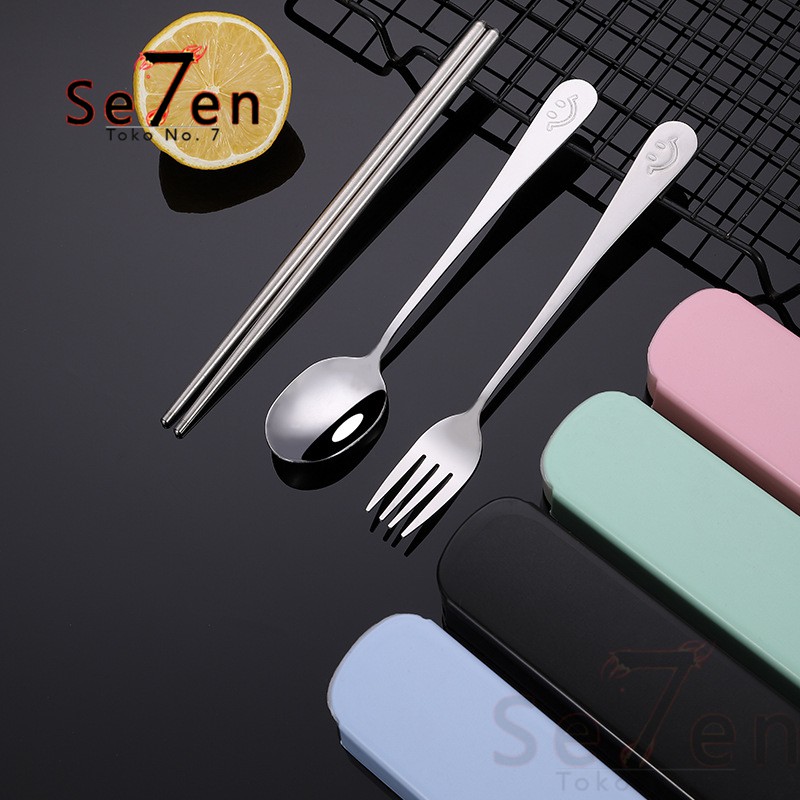 Stainless Sendok Garpu Sumpit set Sendok Makan Set Spoon Travel Set