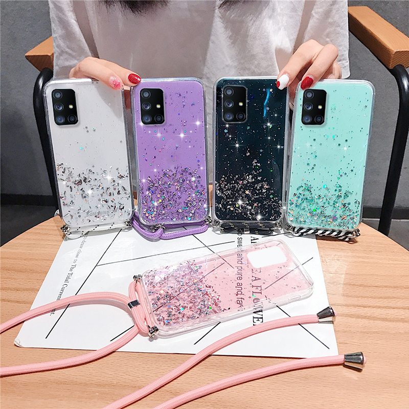 Case+Lanyard Casing Soft Case TPU Glitter untuk VIVO V20 V20SE V20Pro Y91 Y95 Y21I Y20S Y20 Y30 Y30I Y50 Y11 Y12 Y12I Y15 Y17 Y19