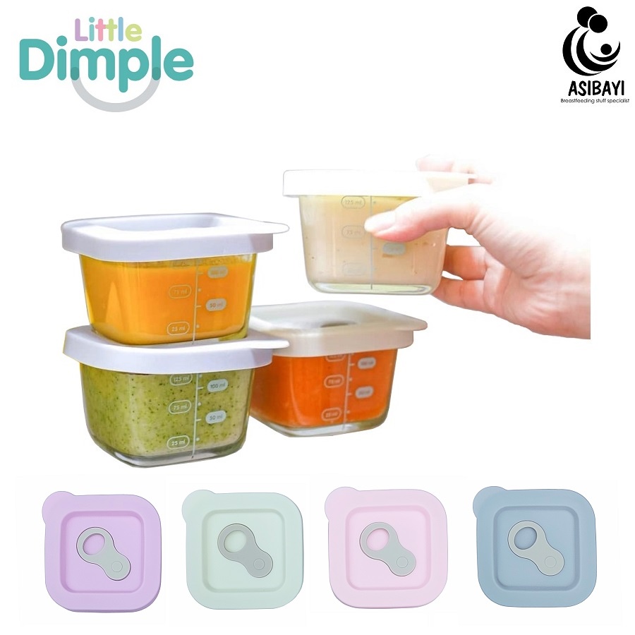 Little Dimple 160ml Glass Food Container with Silicone Lid Wadah Makanan