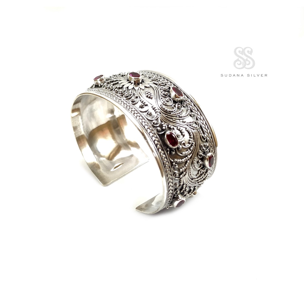 Gelang Perak Garnet Bun Jawan Silver 925 Handmade Bali