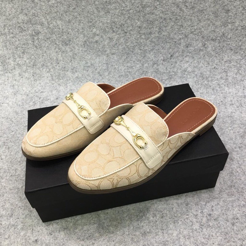 COACH Stassi Signature Jacquard Slides Loafer sepatu ORIGINAL FO ORI AUTHENTIC