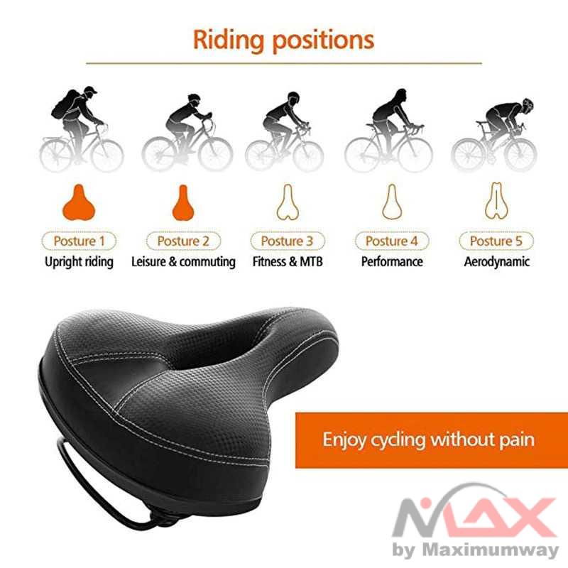 UpperX Jok Sadel Sepeda Bike Saddle Wide Seat Soft Pad Cushion UX01 Warna Hitam