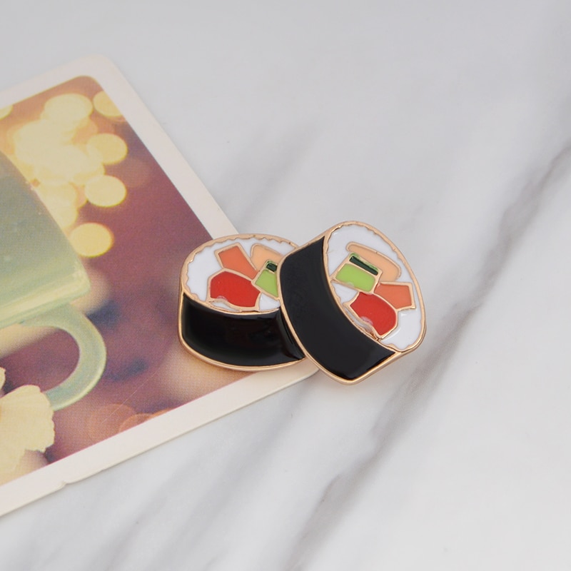 Bros Pin Buckle Desain Sushi Salmon Bento Rice Roll Gaya Jepang Untuk Kemeja Denim Anak Perempuan