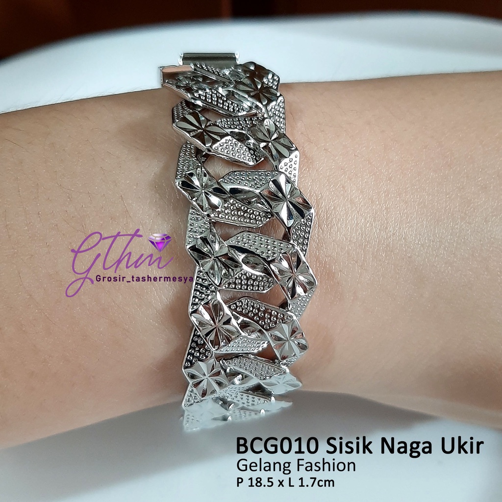 gelang tangan pria wanita sisik naga ukir lapis emas 18k xuping alin jewelry silver gold