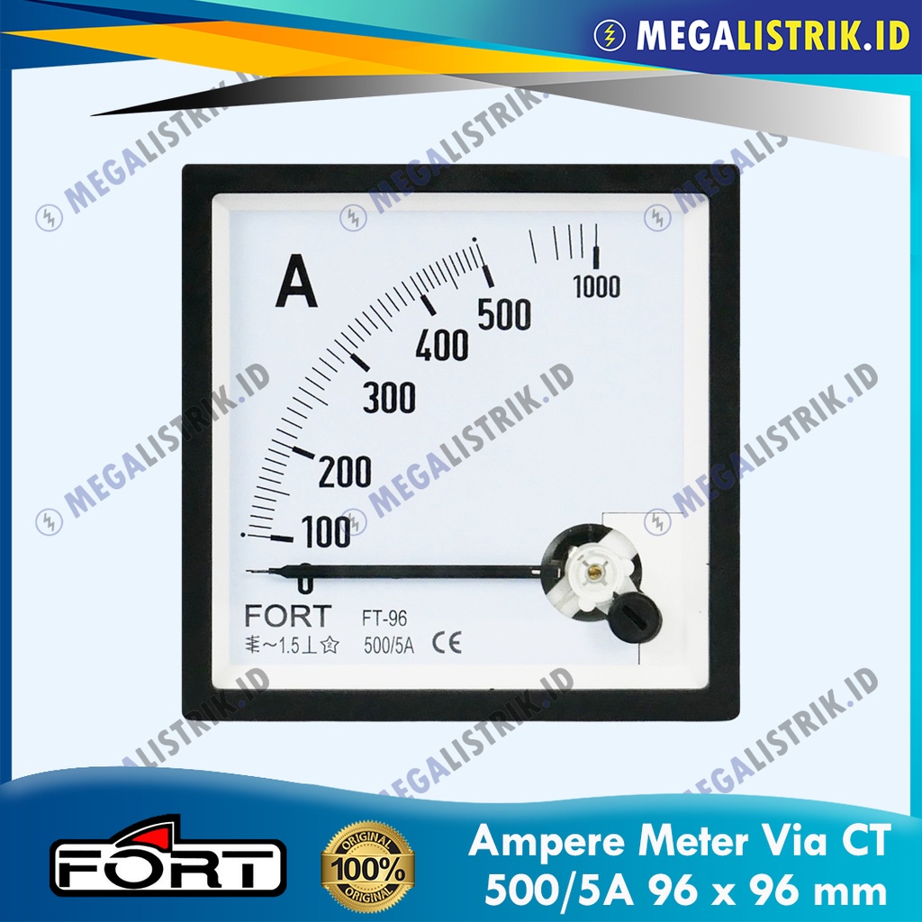 Jual FORT AMPERE METER 500/5A 96X96 / PANEL METER VIA CT 500A 96 X 96