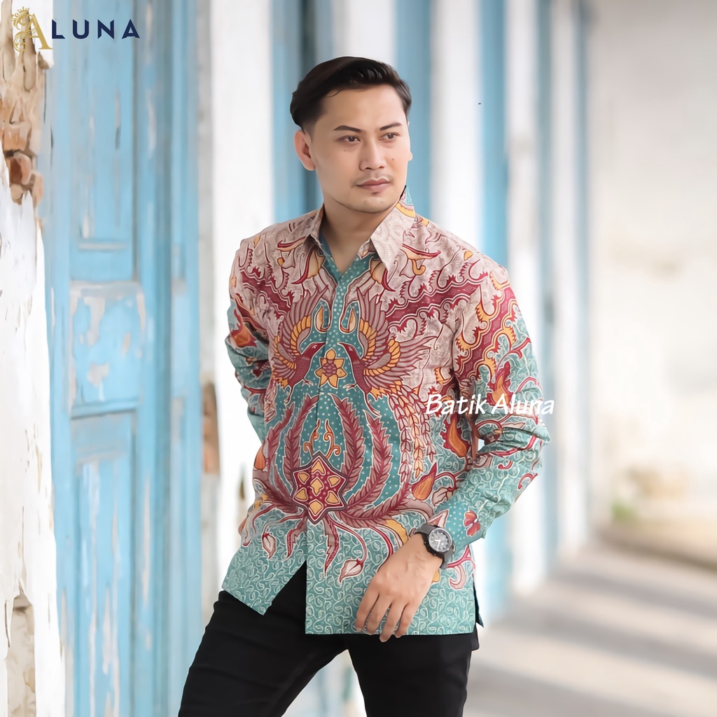 KEMEJA BATIK PRIA PREMIUM LENGAN PANJANG REGULAR BATIK ALUNA PCW 069