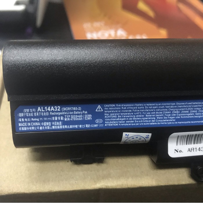 Baterai Laptop Acer Aspire V3-472 TravelMate P256 5000mAh AL14A32