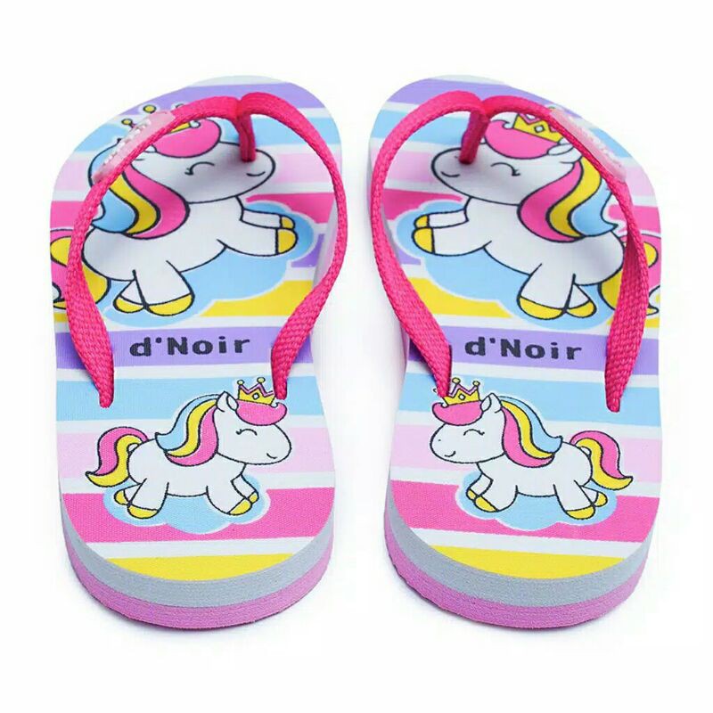 Sandal Anak Perempuan D' Noir Teplek/ Flat PONI PINK | Sandal Jepit Anak Perempuan