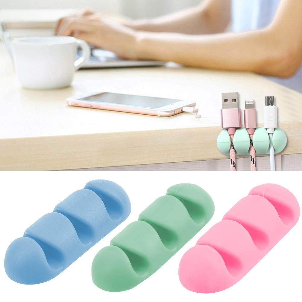 【TK】Car Wire Holder Silicone for Earphone USB Cable Clip Self-adhesive Line Clasp Clamp Organizer Tie Fixer