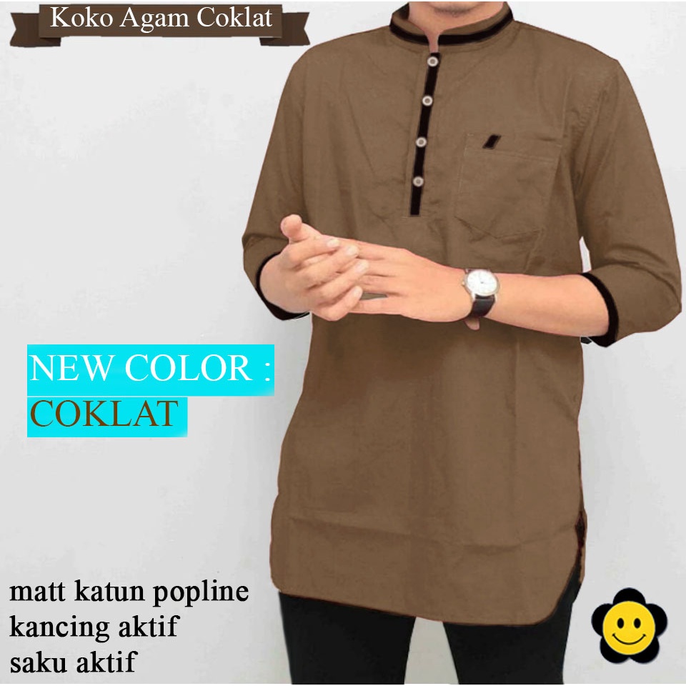 Koko Agam - Logo Smile (LS) - Ukuran S-3XL - Matt Katun Poplin