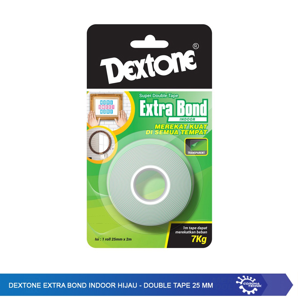 Dextone Extra Bond Indoor Hijau - Double Tape 25 mm